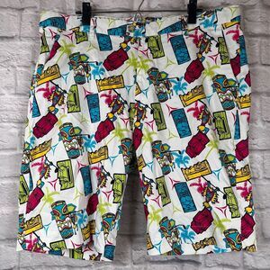 Flow Golf By Flow Society Tiki Mask Print Mens Golfing Shorts Size 42 Tiki Mugs